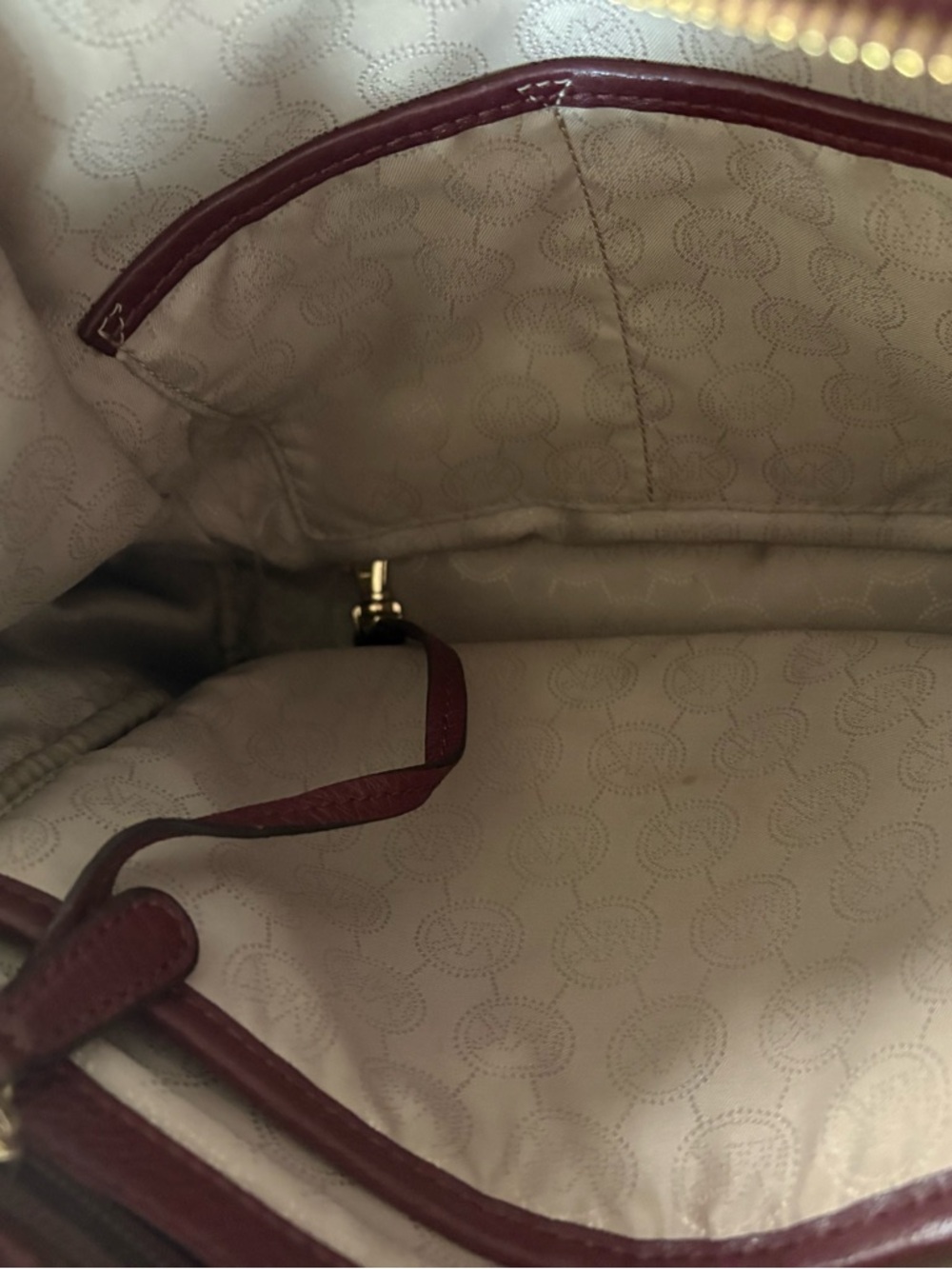 Michael Kors Burgundy Pebbled Leather Backpack with Gold Hardware - Picture 7 of 7